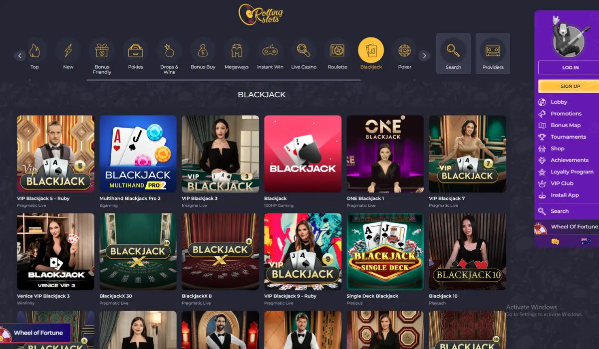 blackjack Rolling slots