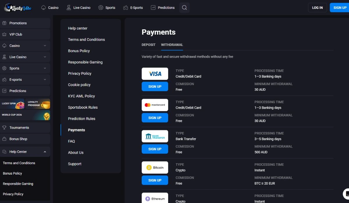 Luckyvibe payment withdrawals
