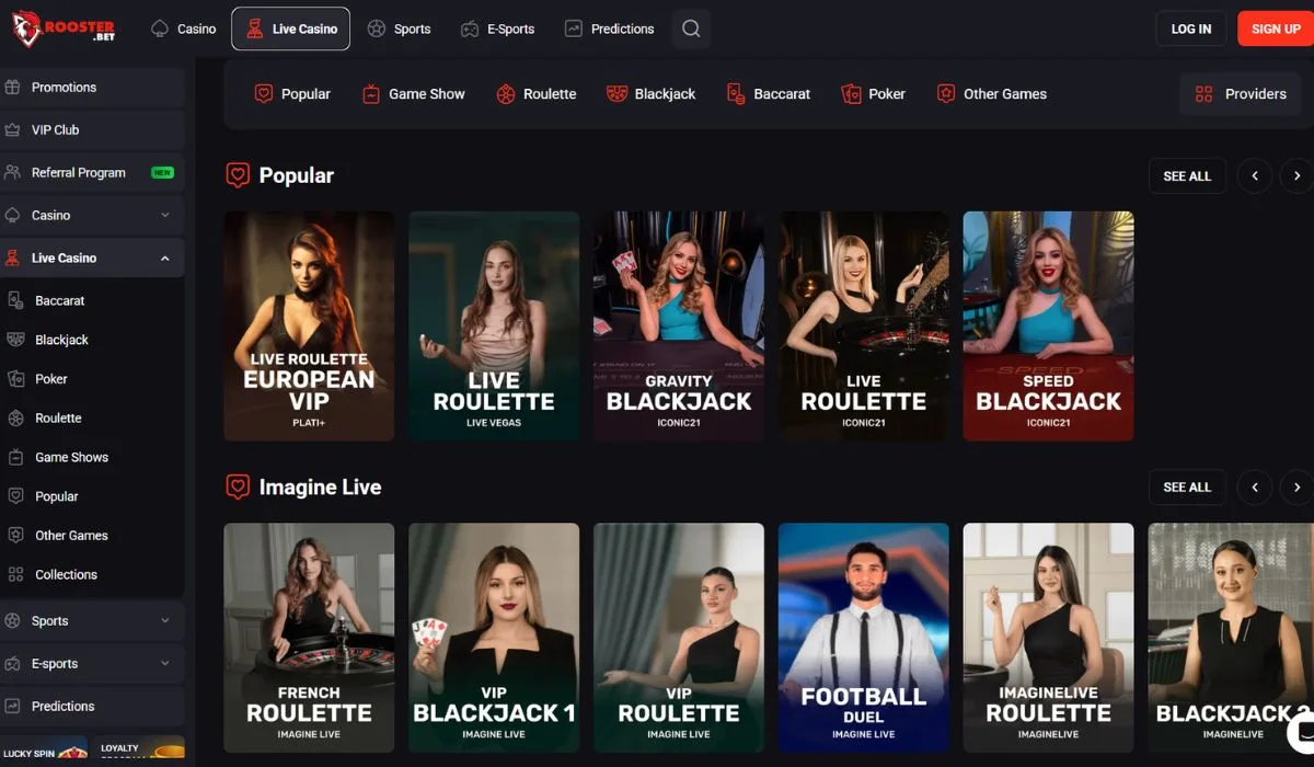 RoosterBet Live casinos