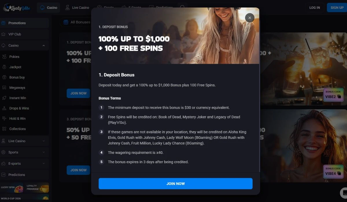 Lucky Vibe Bonus terms