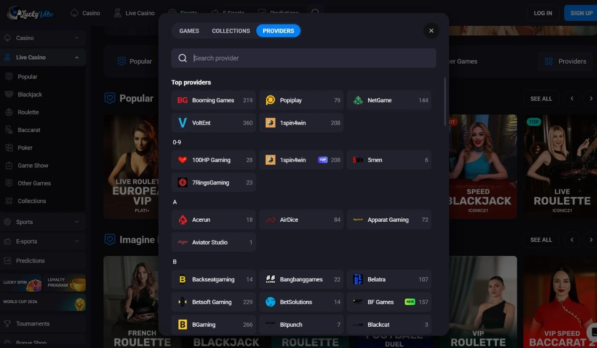 Lucky Vibe Game Providers