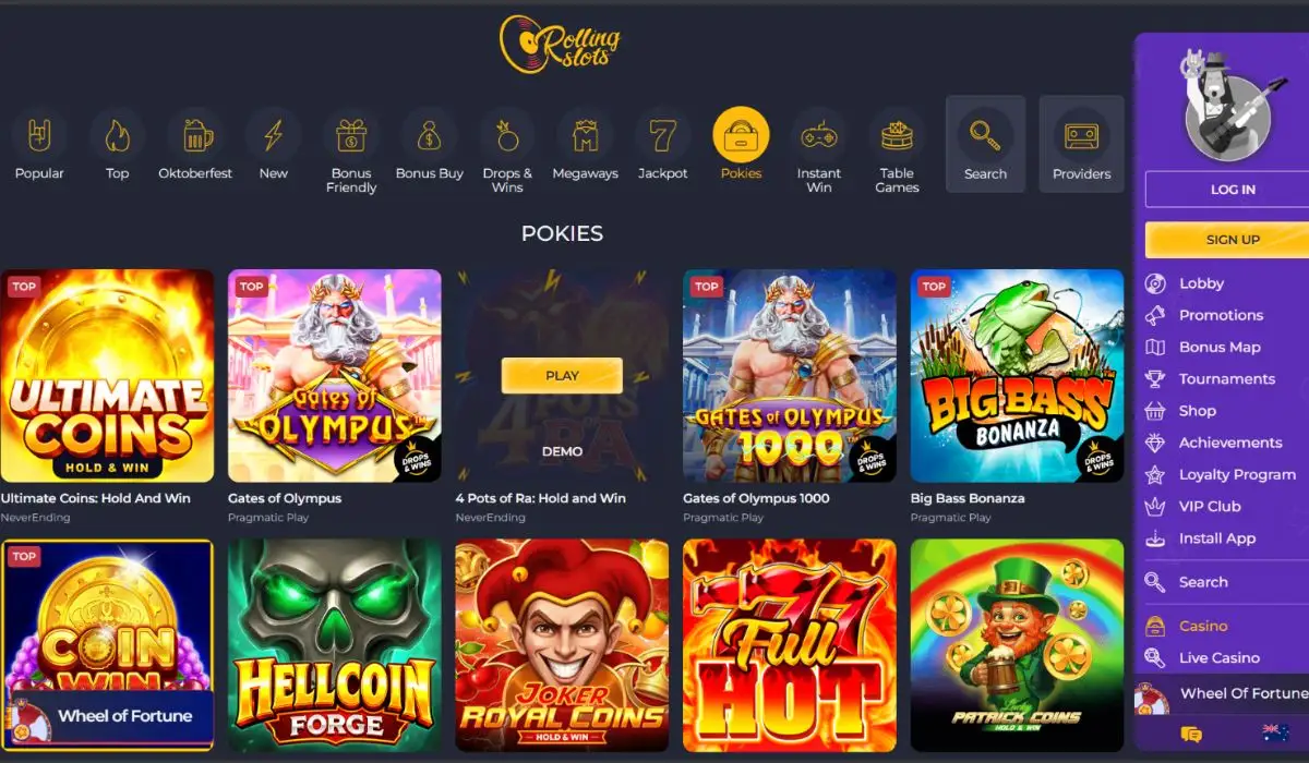 Rolling Slots Aussie Online Pokies